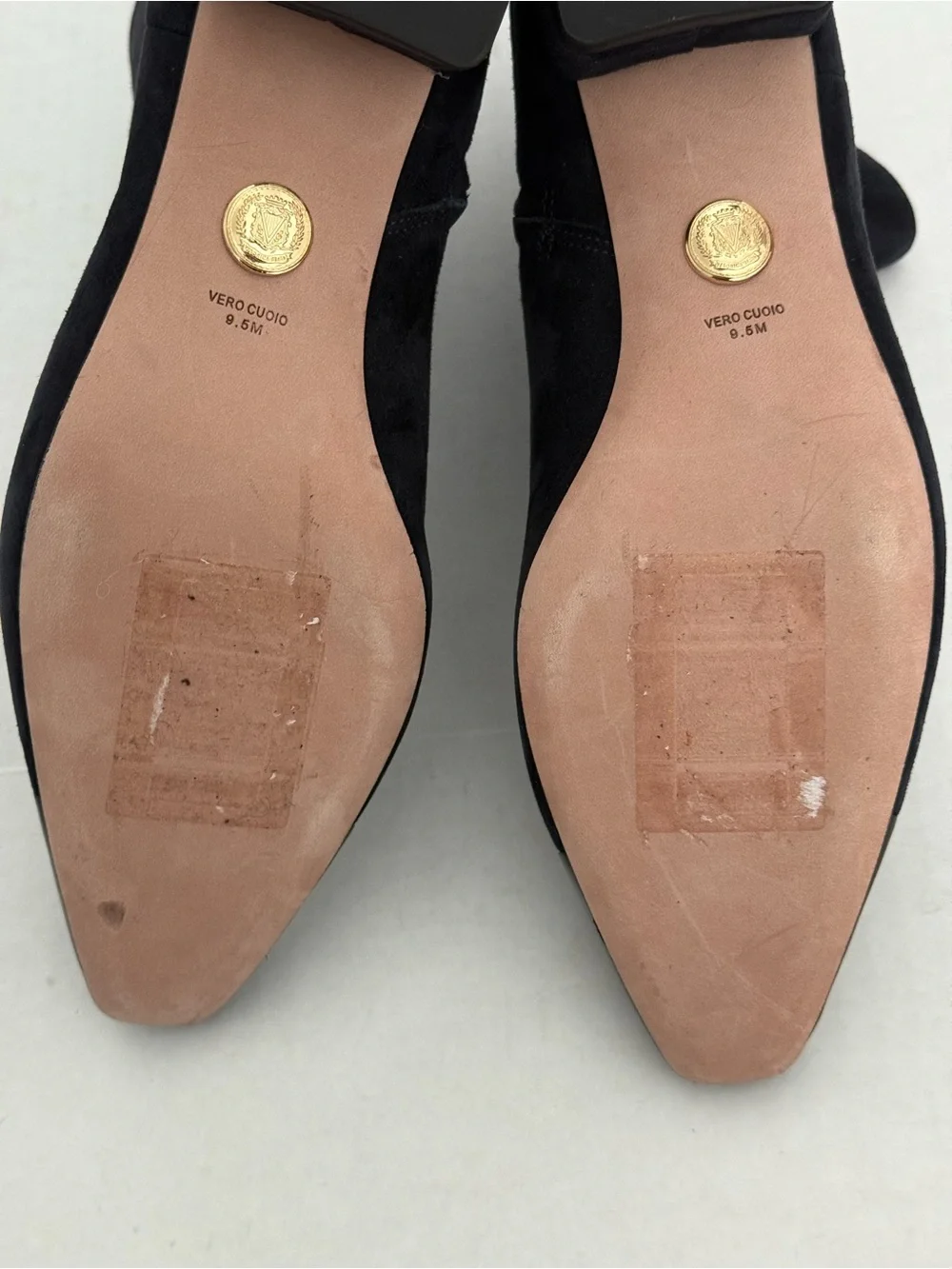 Veronica Beard Navy Suede Ankle Boots with Black Cap Toe Size 9.5